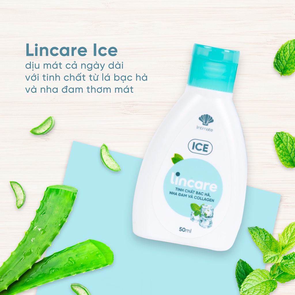 Dung dịch vệ sinh phụ nữ và cốc nguyệt san Lincare Ice Tinh chất lá bạc hà (Gel, 50ml)