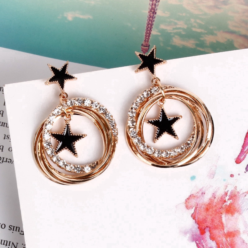 Đôi khuyên tai dáng dài tạo hình cỏ ba lá đính đá thời trang cho nữ