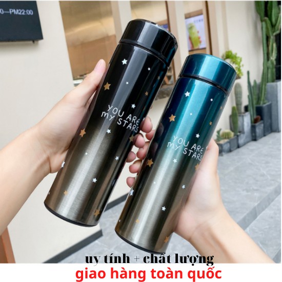 Bình giữa nhiệt NGÔI SAO bình giữ nhiệt inox 500ml LOẠI TỐT CÓ KHÂY LỌC