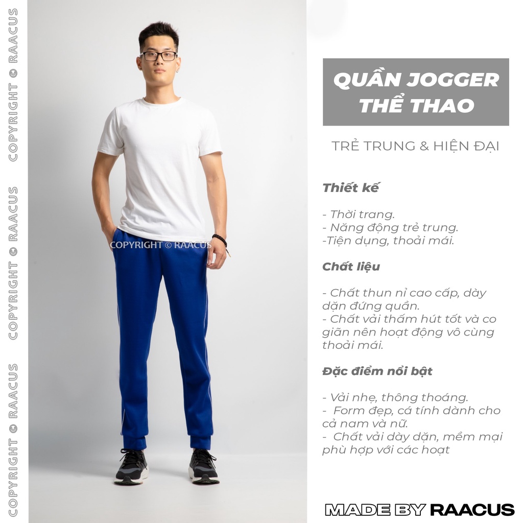 Quần jogger nam thể thao unisex ống rộng đẹp RAACUSSTORE, quần thể thao nam dây rút kẻ sọc- Q064