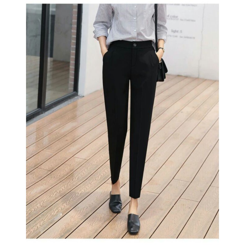 Quần tây nữ công sở bigsize thời trang nữ cao cấp Quần baggy lưng cao vải mềm màu đen chất đẹp form co dãn mặc học sinh | BigBuy360 - bigbuy360.vn