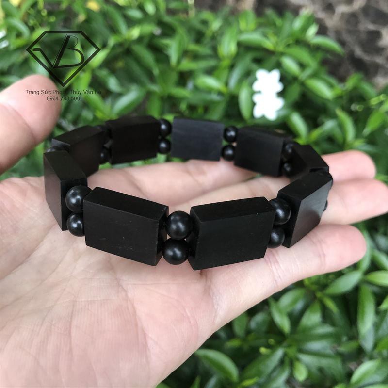 Vòng Tay Gỗ Mun kiểu Trụ Chữ Nhật 6mm - Lách tay phong thủy CNC VĂN BÉ