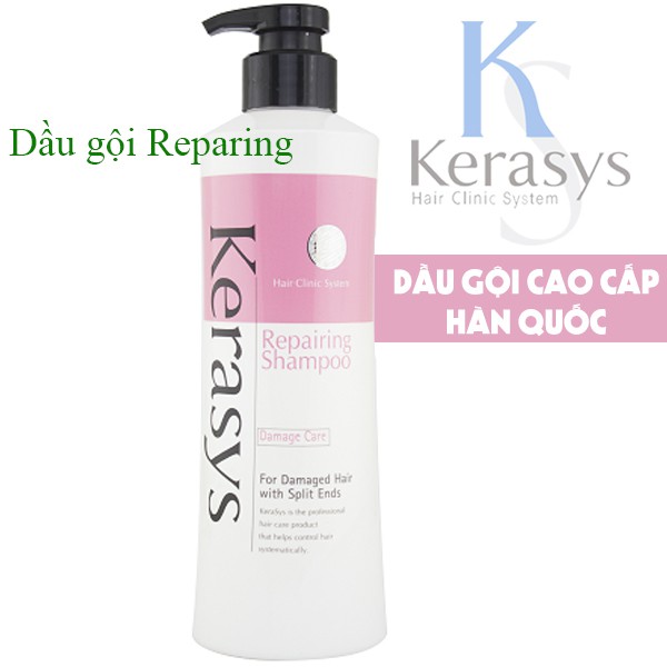 Dầu xả tăng cường độ bóng tóc xơ và rối Kerasys Reparing Cao cấp Hàn Quốc 600ml