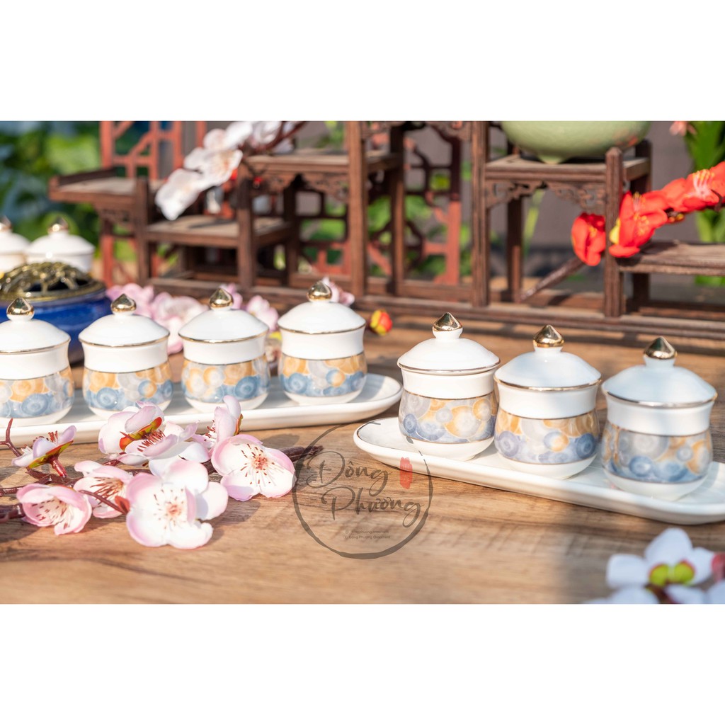 [ĐỒ THỜ CÚNG] CHUNG NƯỚC CÚNG SỨ TRẮNG VÂN XANH NGỌC CAO CẤP