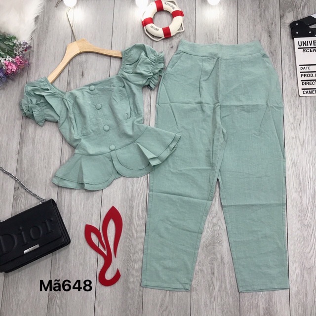 Sét peplum nút sẻ tà bigsize 60=&gt;90kg