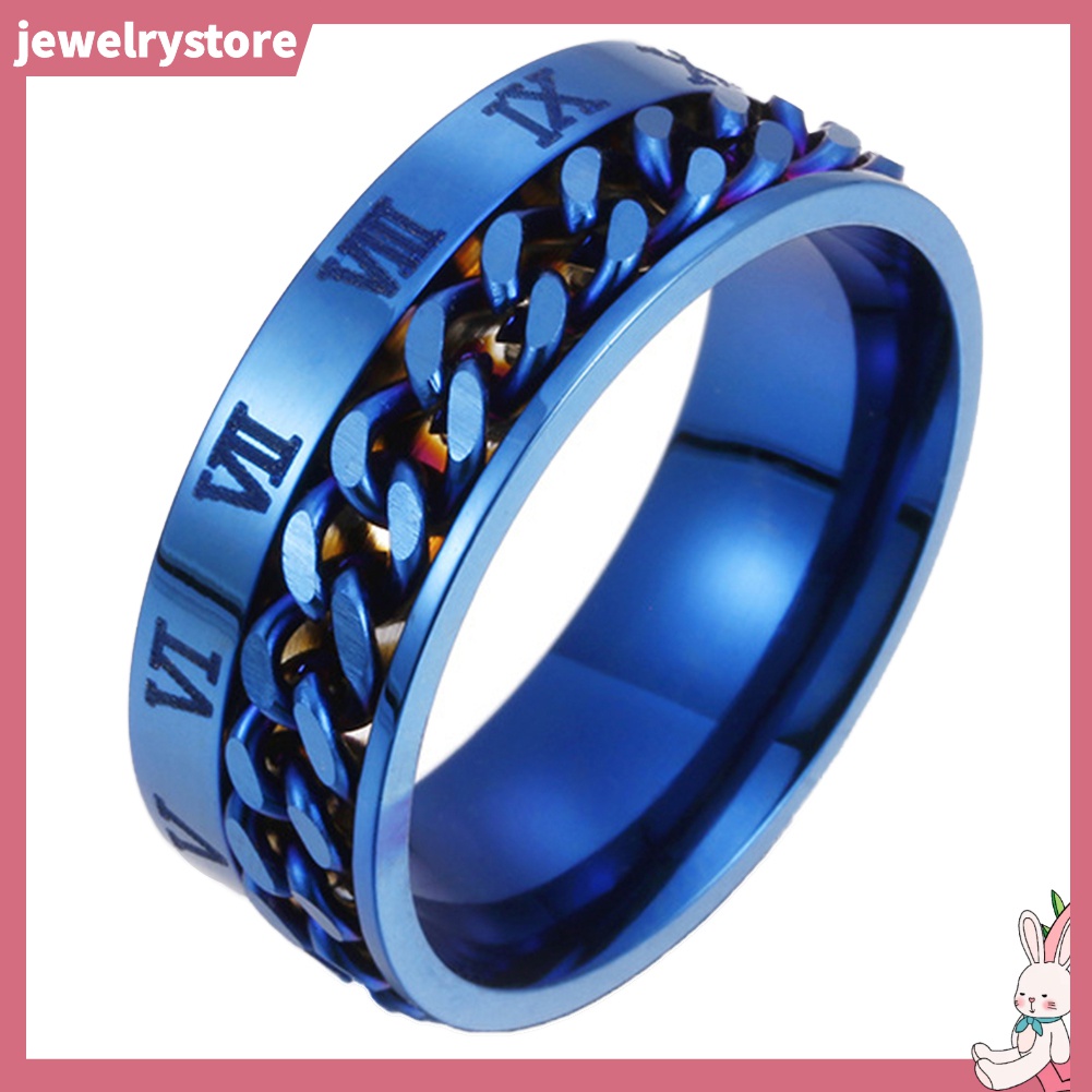 Nhẫn Thép Titan Dạng Dây Xích Xoắn Khắc Chữ Số La Mã Thời Trang Unisex