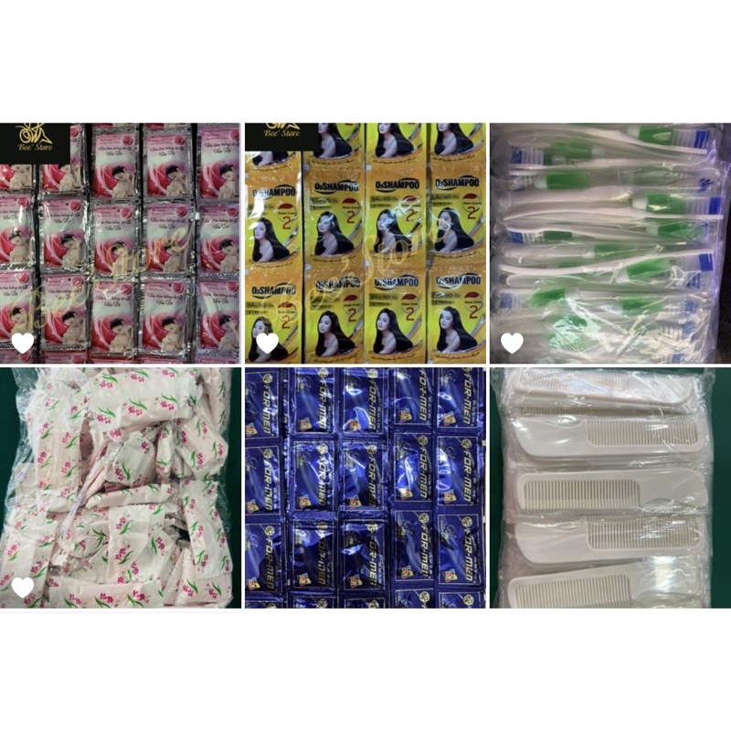 100 bộ combo 5 sản phẩm- gồm kem bàn chải,lược, xà bông,dầu gội, sữa tắm