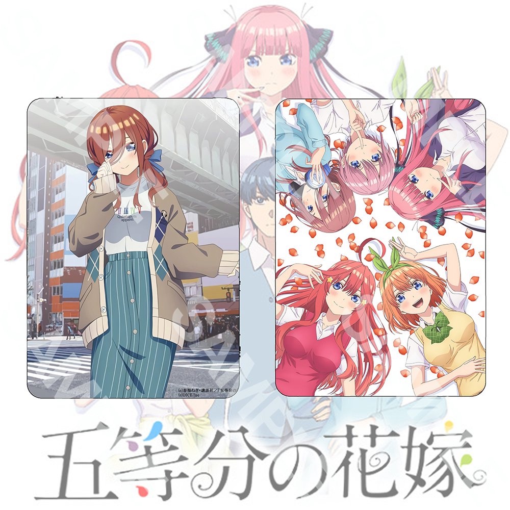 Ảnh card bo góc in hình Gotoubun No Hanayome ver CASUAL Nhà Có 5 Nàng Dâu thẻ bo viền 5*8cm #