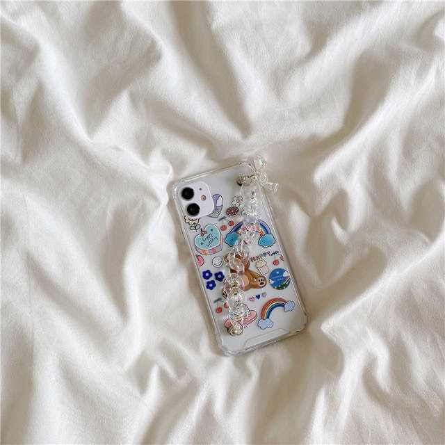 Ốp điện thoại mềm hình gấu hoạt họa phối dây xích cho iPhone 7 8 7 plus 8 plus 11 11 pro 11 pro max xr x/xs xs max 12 PRO MAX | BigBuy360 - bigbuy360.vn