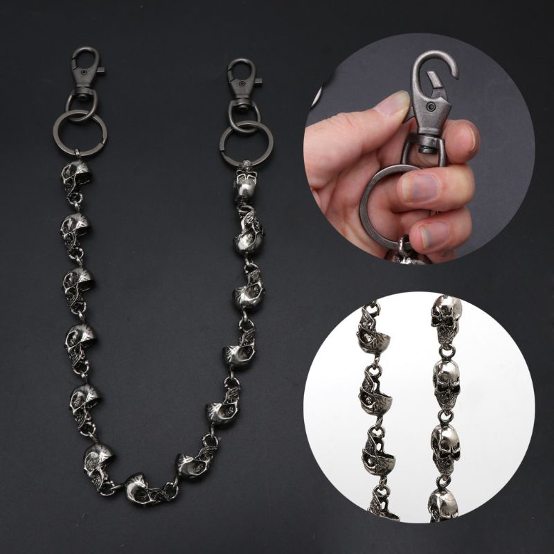 Chuỗi dây xích gắn thắt lưng quần jean hình đầu lâu phong cách gothic