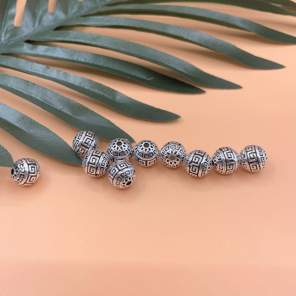 Charm bạc thái bi tròn hoa văn 9.8 ly - Charm Bạc 925 - Mã CA104