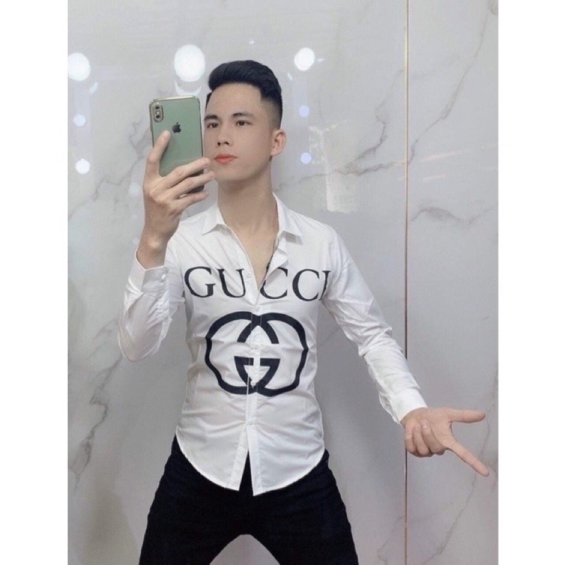 “ HOTREND “ Sơ Mi Trắng Cao Cấp - Áo Sơ Mi Trắng Nam Thêu Hoạ Tiết New