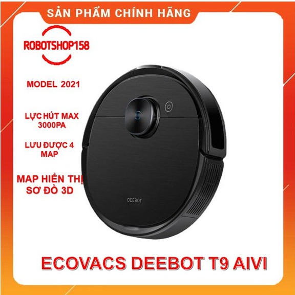 Robot hút bụi lai nhà Ecovacs Deboot T9 Aivi- Lực hút max 3000PA-Tặng App Ecovacs Home