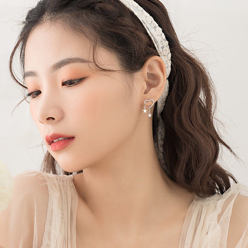 Bông tai nữ Madeline B01 bạc S925 kiểu dáng trái tim đính đá tuyệt đẹp
