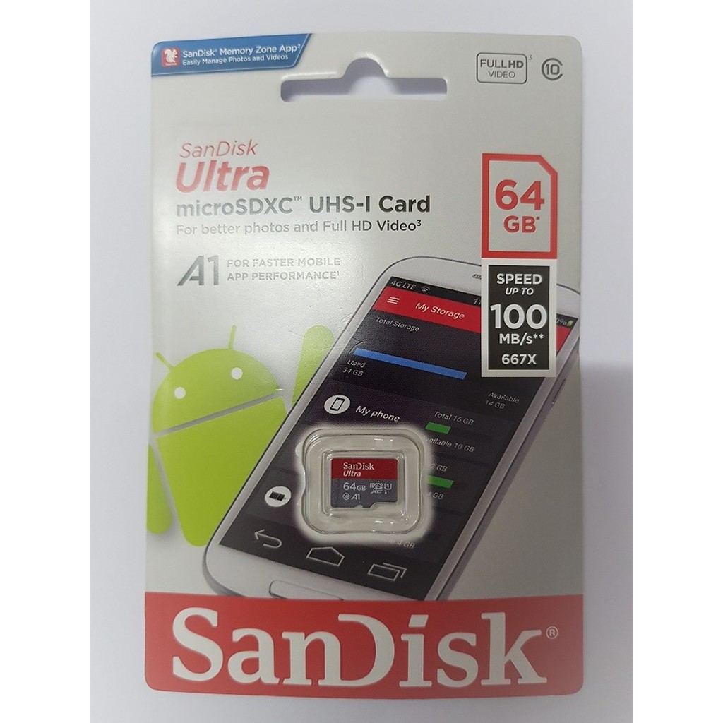 Thẻ nhớ MicroSDXC SanDisk Ultra A1 100MB/s 64GB-128GB-Không Adapter