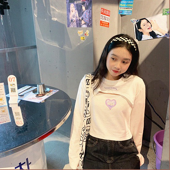 SUXI Áo thun dài tay thiết kế mới thời trang mùa thu theo phong cách hàn quốc dành cho nữ