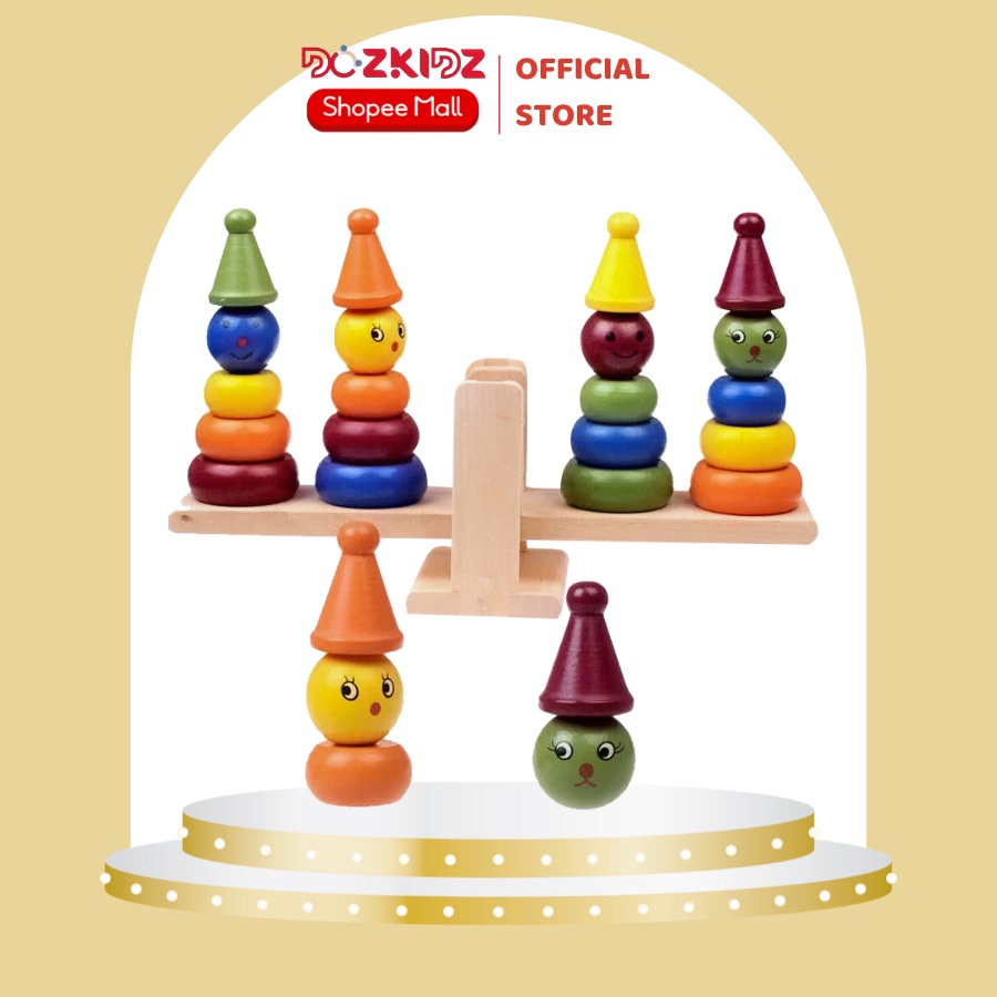 Đồ chơi gỗ tư duy sáng tạo - 4 chú hề thăng bằng - DOZKIDZ