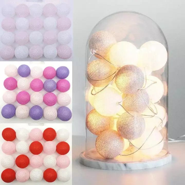 Dây đèn LED 20 bóng hình quả cầu cotton chống nước trang trí trong nhà dài 2.2m