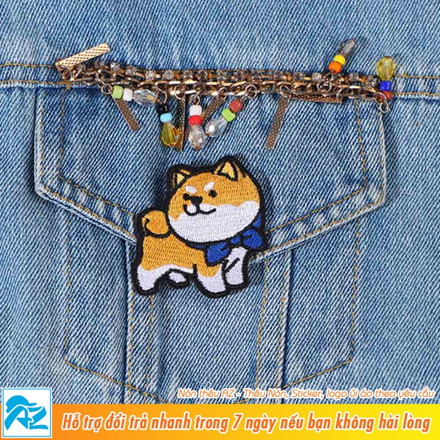 Patch vải thêu hình chó husky corgi pug beagle shiba inu đốm - Sticker ủi S204