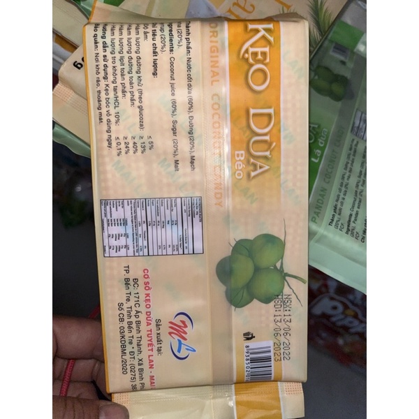 KẸO DỪA MAI LAN Tuyết Lan Sầu Riêng GÓI 300G