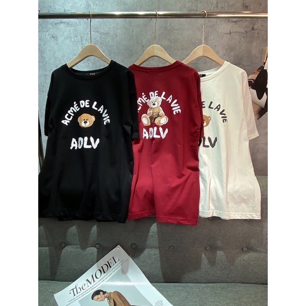 Áo Phông ADLV In Hình Gấu Teddy Bear Gấu Tay lỡ , Áo Thun ADLV Form Rộng Chất Phông Khô Thoáng Mát