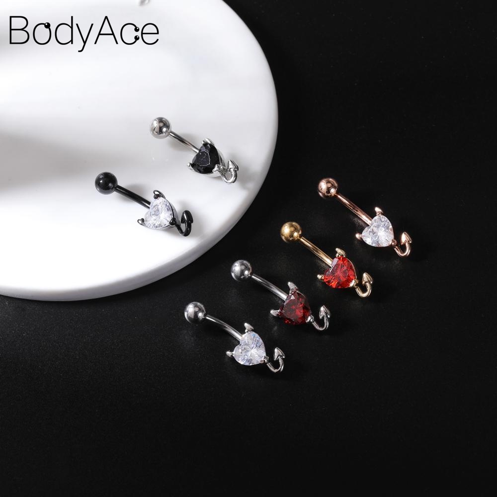 1 Khuyên Rốn Inox Hình Trái Tim Đỏ Không Dị Ứng