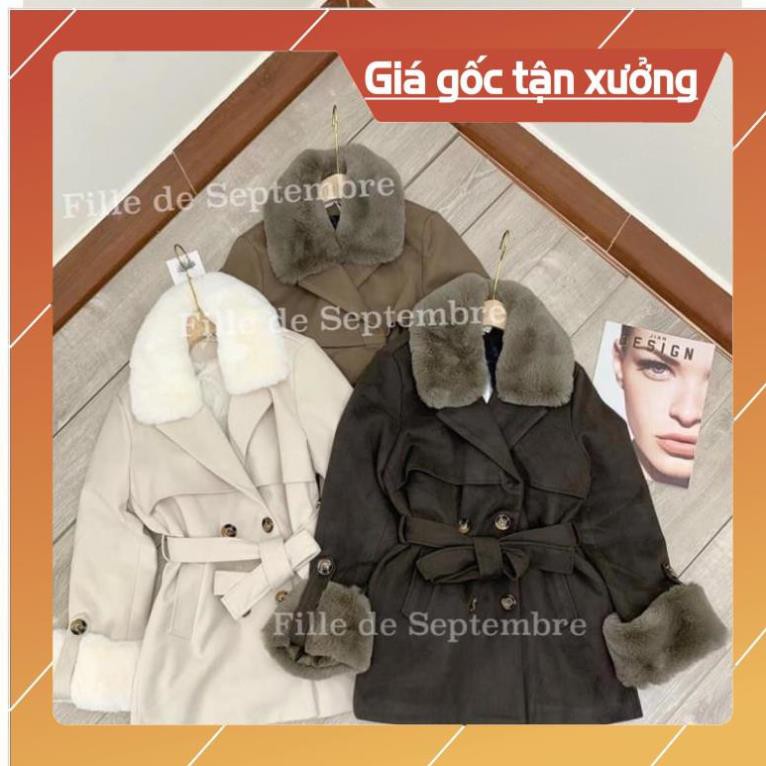 Áo Khoác Dạ Manto Cổ Lông