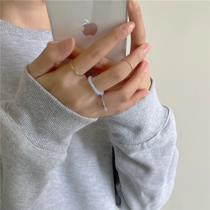 Bộ 4 Nhẫn Đeo Tay Đính Hạt Xinh Xắn Thời Trang Hàn Quốc Cho Nữ