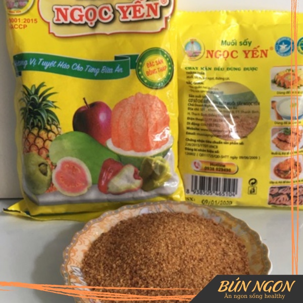 Combo 2 Muối Sấy Ngọc Yến Chấm Hoa Quả - Đặc sản Đồng Tháp Chính Hãng 100gr, Bao Bì Mới - Bún Ngon