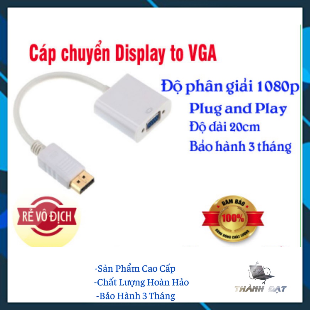 Cáp chuyển Display Port to VGA Adapter.SOTAKO CHÍNH HÃNG