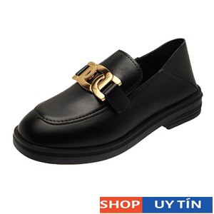 (Hàng Đẹp - Sẵn) Giày lười da mềm đế bằng 4.5cm - doc nữ tăng chiều cao phong cách Hàn Quốc 2023