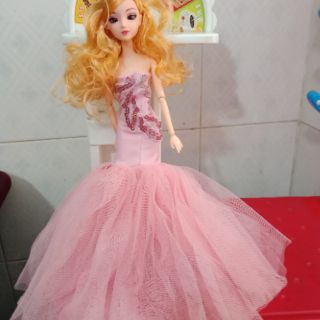 Đầm dạ hội cao cấp có khăn voan (dùng cho búp bê 30cm)