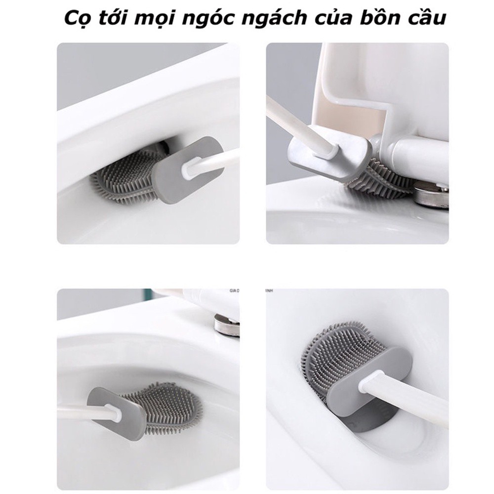 Chổi Cọ Bồn Cầu Silicon, Chổi Cọ Toilet Silicon 2 Đầu Có Ống Cắm Sạch Sẽ Tiện Lợi