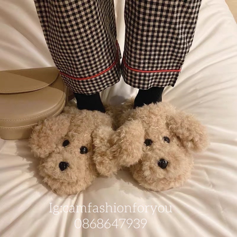 Dép bông hoạt bình mặt chó cute