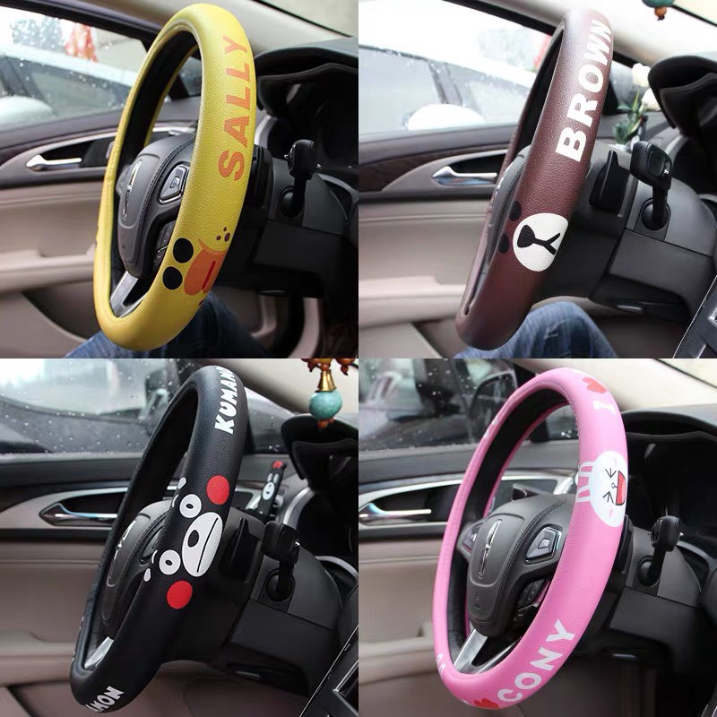 Bọc vô lăng ô tô Line Friend Gấu Gà Thỏ - Bọc vô lăng xe hơi cao cấp