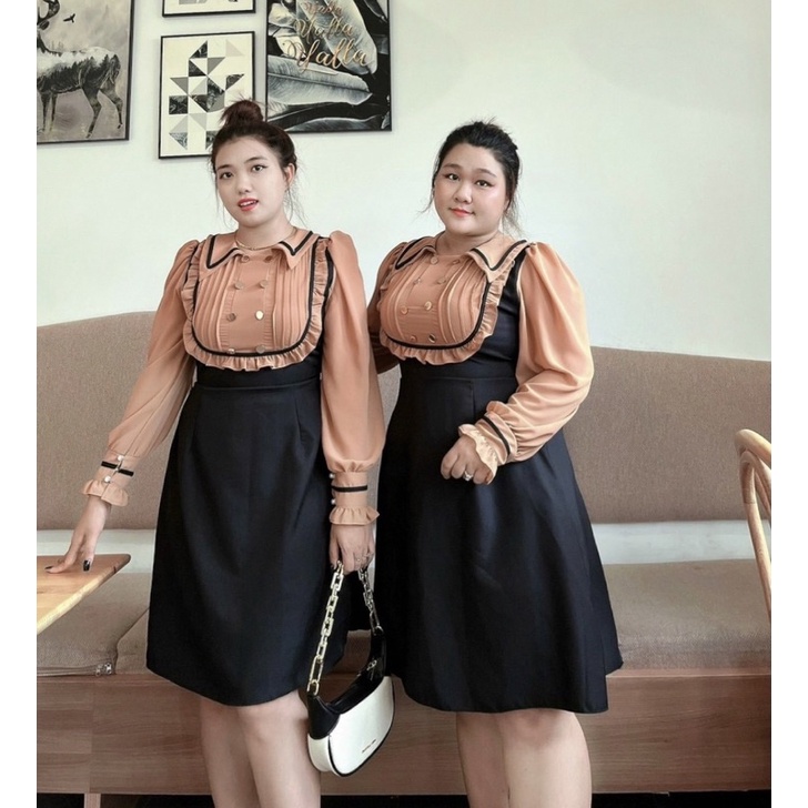 BIGSIZE Đầm cổ yếm xinh xắn 50-90kg mẫu chụp thật 100%