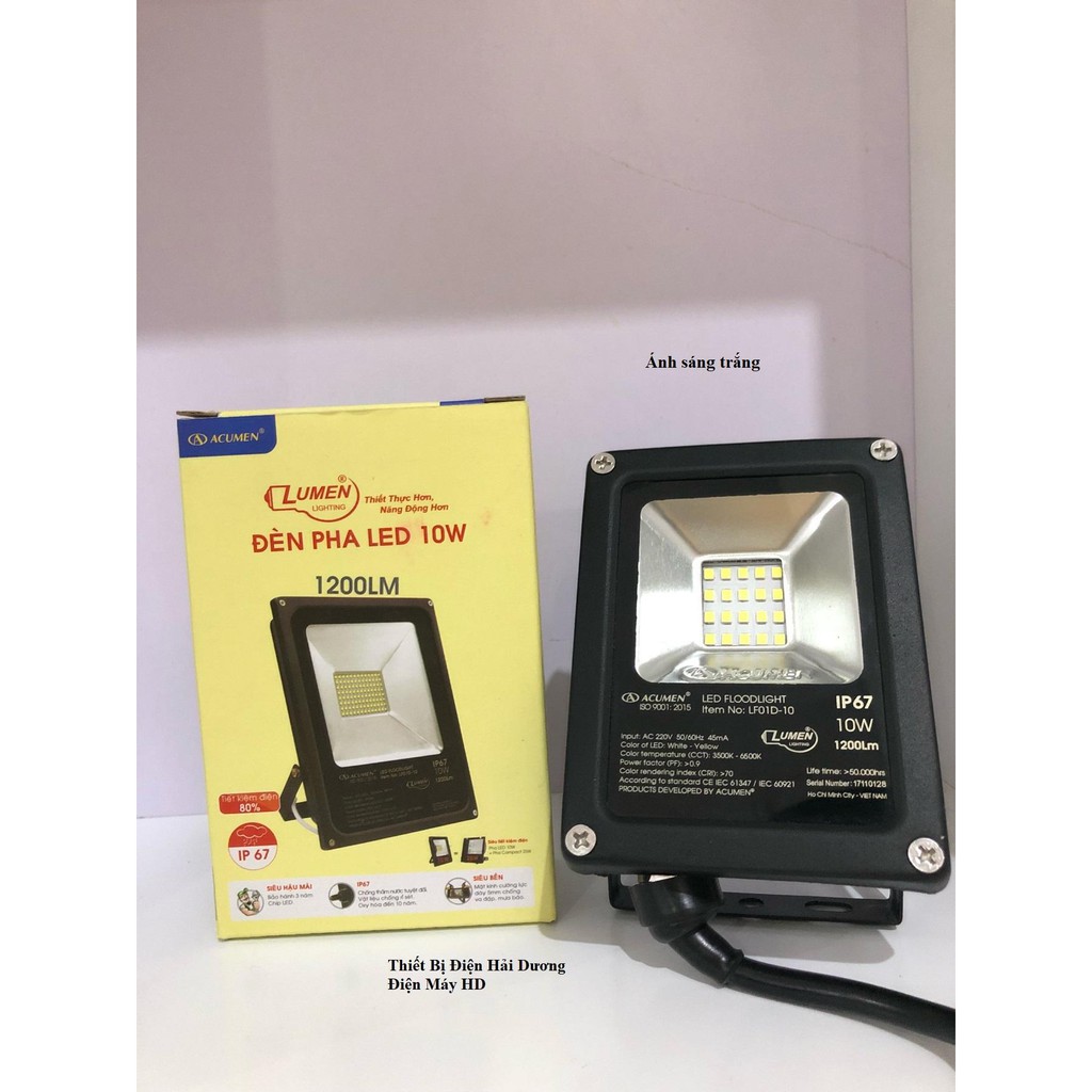 Đèn Pha Led Lumen LF01D-10 dùng Hạt Led 10W - BH 3 năm