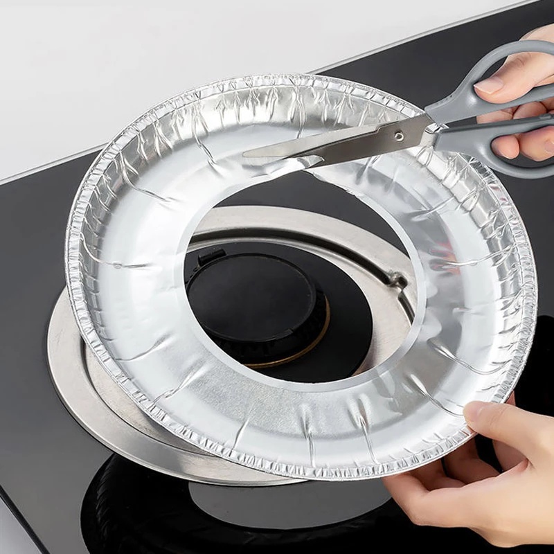 10pcs Thickened Gas Stove Oil-proof Pad Heat Resistant Aluminum Foil Cleaning Paper Kitchen Accessories