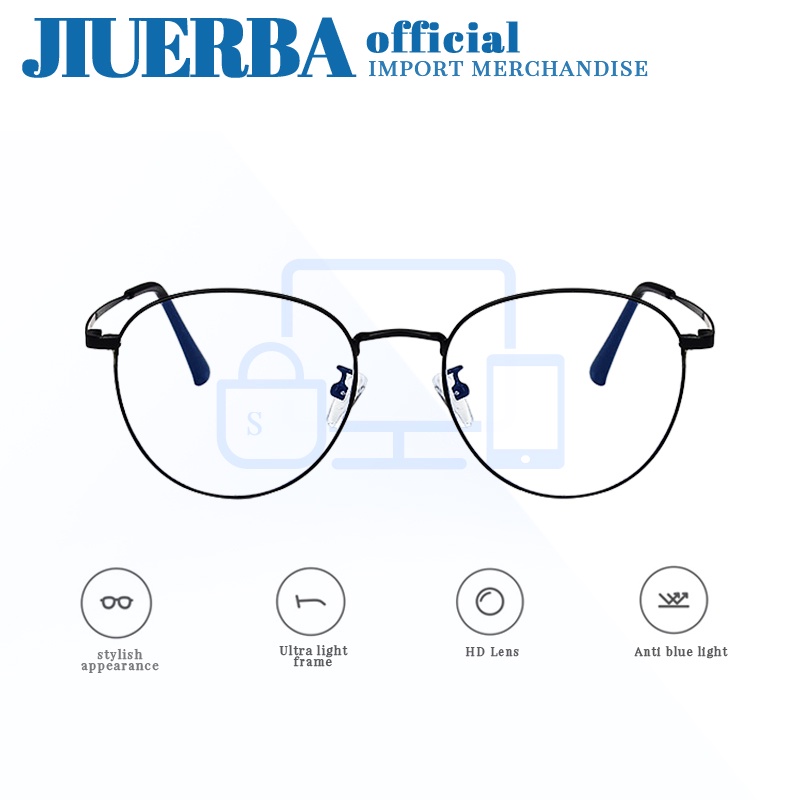JIUERBA Mắt Kính Gọng Tròn TR90 Bằng Kim Loại Chống Bức Xạ Thời Trang Cho Nam Và Nữ
