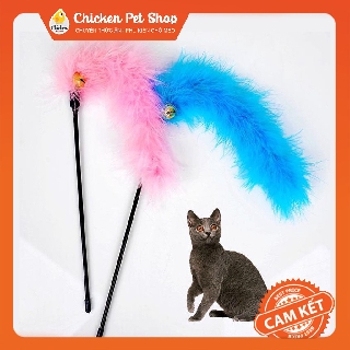 Cần câu mèo không dây lông vũ cán nhựa 26cm