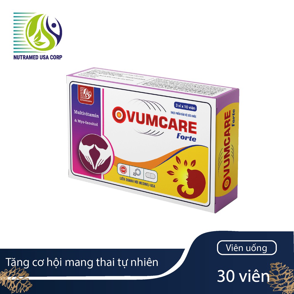 COMBO 2 HỘP OVUMCARE Forte - Viên uống tăng khả năng thụ thai tự nhiên - Hỗ trợ điều trị hiếm muộn, vô sinh ở nữ giới