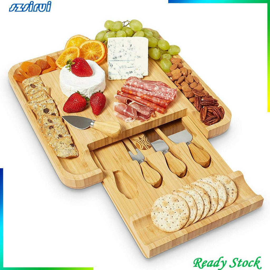 Bảng Phô Mai Bằng Gỗ Tre Độc Đáo Kèm Khay Phục Vụ
