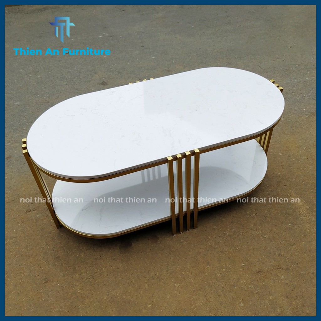 Bàn Trà Sofa Oval Mặt Kính Đá Vân TA863 Bàn Trà Decor Phòng Khách Phong Cách Hàn Quốc Nội Thất Thông Minh Thiên An