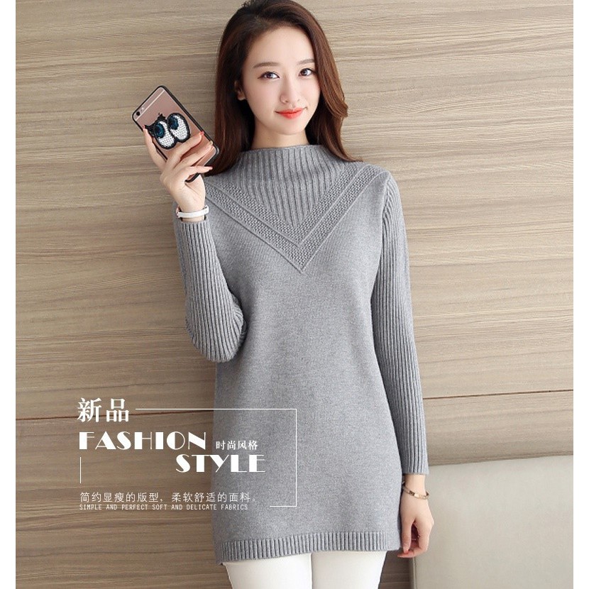 Áo len nữ dài tay dáng dài Quảng Châu A308