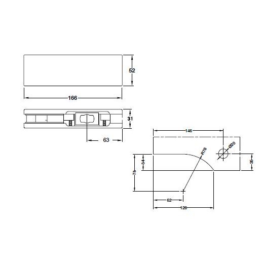 Kẹp kính dưới inox mờ tải trọng 120kg 981.50.010