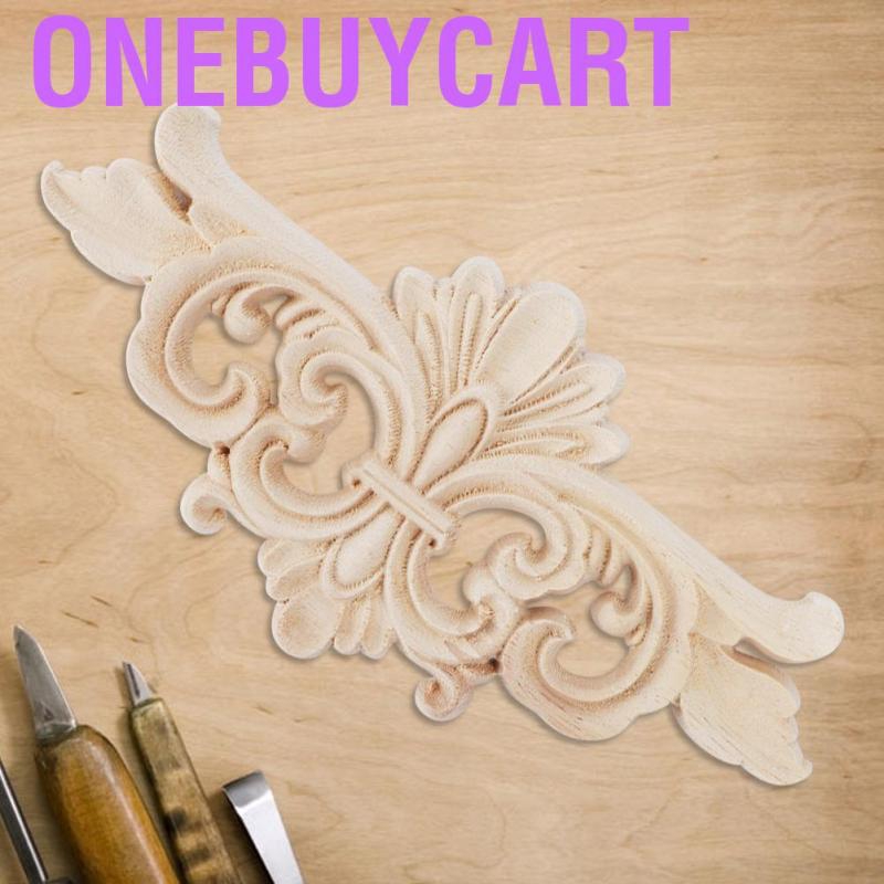 Onebuycart 2 Pcs Flower Carved Onlay Applique Furniture Decoration Carving Sticker Wooden Floral Corner Home Deco