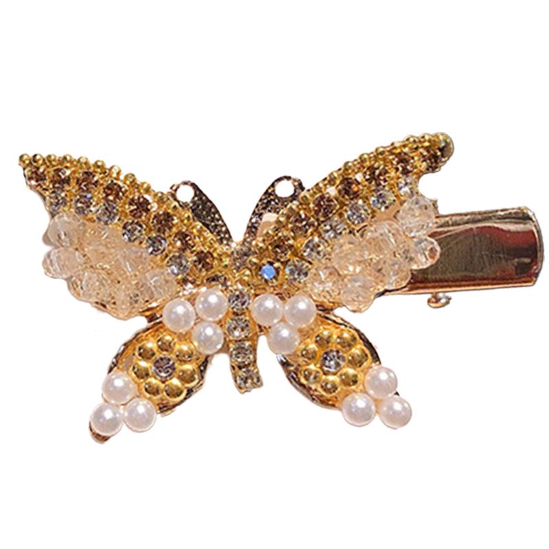 Kẹp Tóc Mái Bằng Kim Loại Hình Bướm Đính Đá Pha Lê Lấp Lánh Cho Nữ