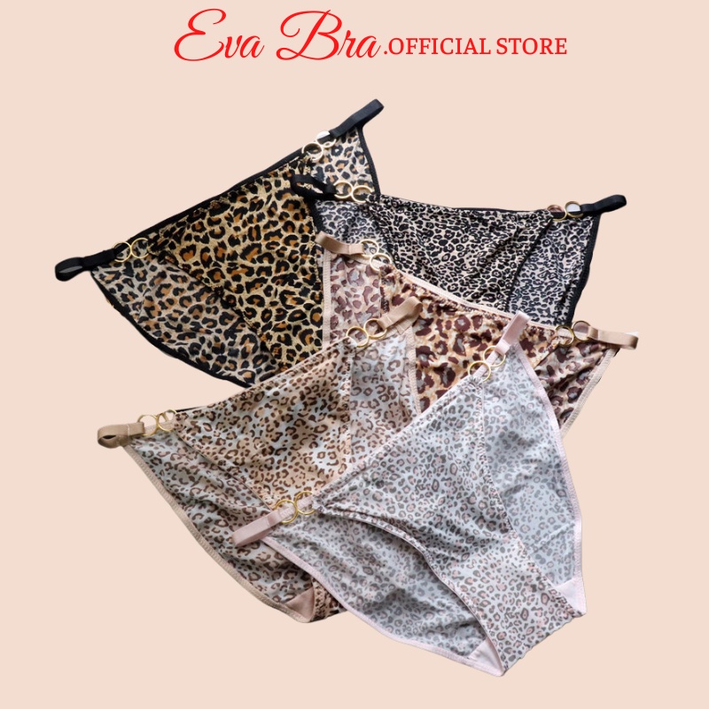 Quần lót nữ Eva Bra thun lạnh mỏng nhẹ quai dây sexy họa tiết da beo cá tính freesize 40 - 55kg S136