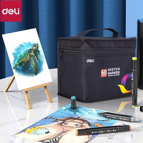 Bút màu marker chuyên nghiệp Deli -kèm túi vải - 30/40/60/80 Màu - 70806 / 70800 / 70701 [Deli]