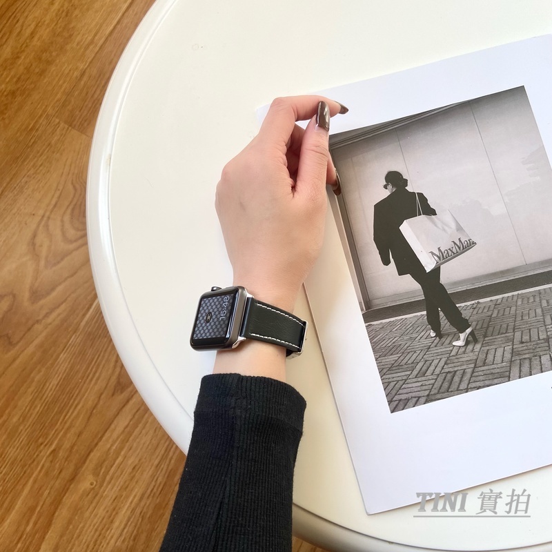 Dây Đeo Bằng Da Thật Có Khóa Vuông Cho Đồng Hồ Thông Minh Apple Watch Series 7 SE 6 5 4 3 2 38mm 40mm 41mm 42mm 44mm 45mm